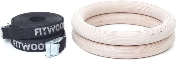 FitWood ULPU Gymnastikringar 28mm - Träyta / Svart Rem